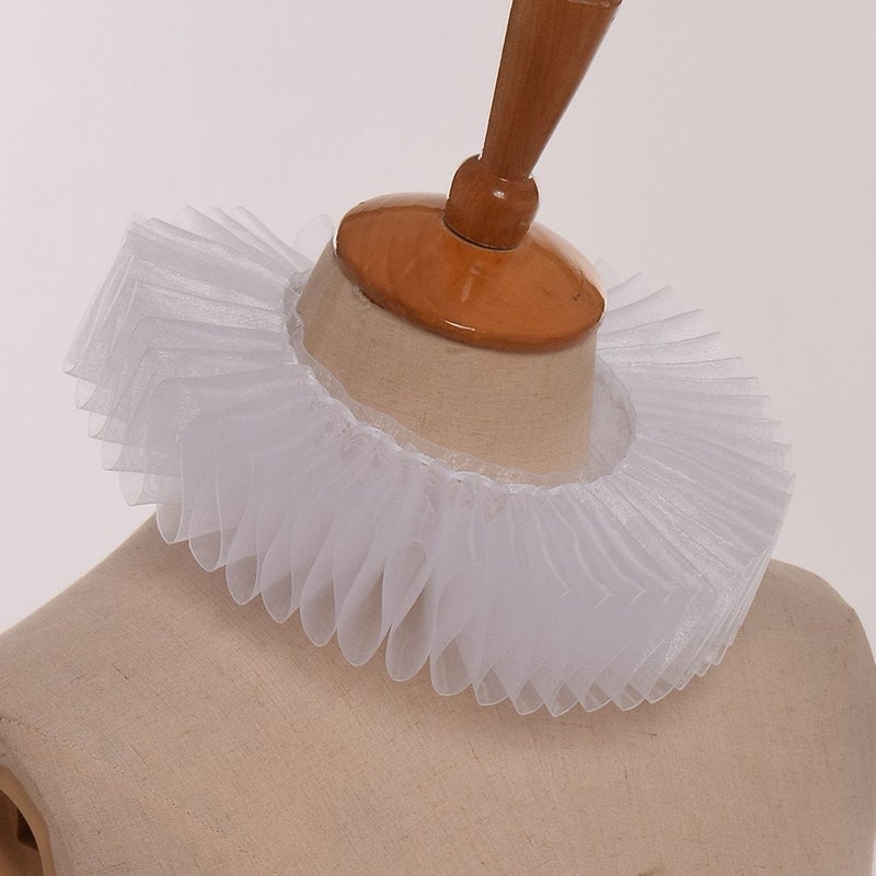 GRACEART White Elizabethan Dickens Ruffle Neck Clown Collar White - Image 4